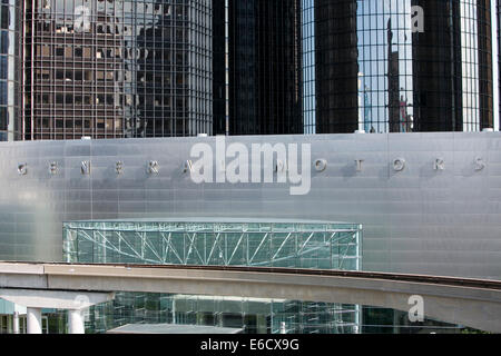 Die Renaissance-Mitte, Hauptquartier von General Motors (GM) in Detroit, Michigan. Stockfoto