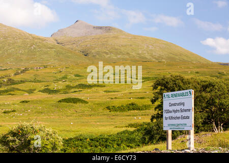 Ein 700 Kw Wasserkraft Pwer Schema gebaut an den Hängen des Ben More auf Mull, Schottland. Stockfoto