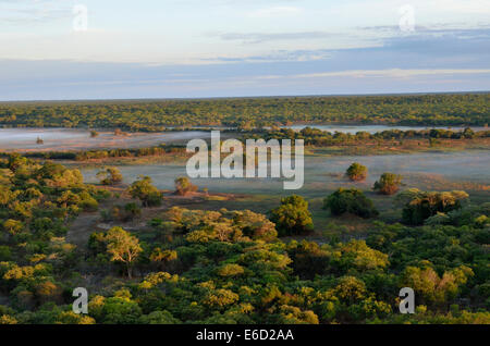 Luftaufnahme, am frühen Morgen in der Kasanka Nationalpark, Sambia Stockfoto