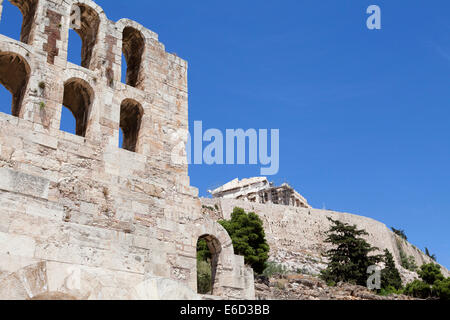 Herodes Atticus und Parthenon Akropolis Stockfoto