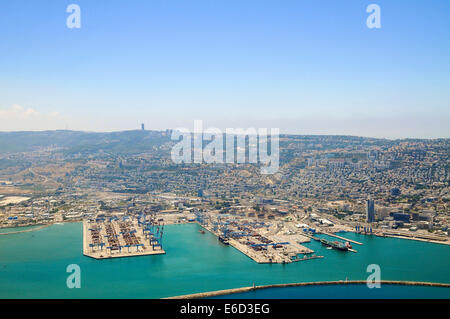 Luftaufnahmen der Hafen Haifa, Israel Stockfoto