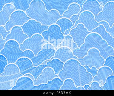 Hintergrund-editierbare Vektor-Illustration der blauen Cumulus-Wolken Stock Vektor