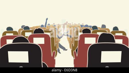 Bearbeitbares Vektor-Illustration der Passagiere im Flugzeug Stock Vektor