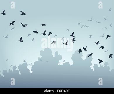 Vektor-Illustration von einer Herde des Vogelflugs Stock Vektor
