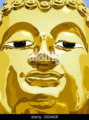 Bearbeitbares Vektor-Illustration einer Buddha-Statue Gesicht Stock Vektor