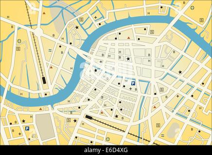 Vektor-Streetmap einer generischen Stadt ohne Namen Stock Vektor