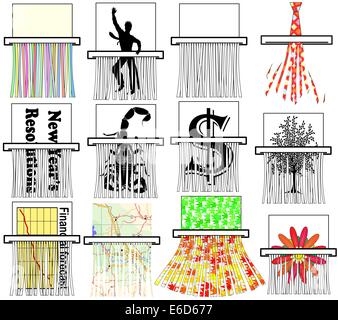 Zusammenstellung verschiedener bearbeitbares Vektor Dokument Schredder designs Stock Vektor