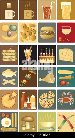 Satz von bearbeitbaren Vektor-Icons an Getränken und snacks Stock Vektor
