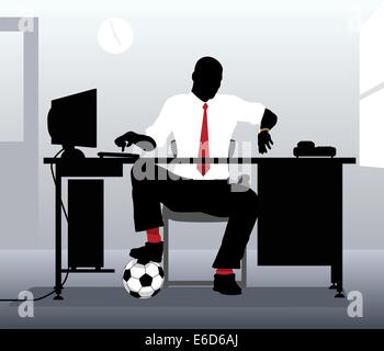 Bearbeitbares Vektor-Illustration ein Büroangestellter mit einem Blick auf seine Uhr Fußball Stock Vektor