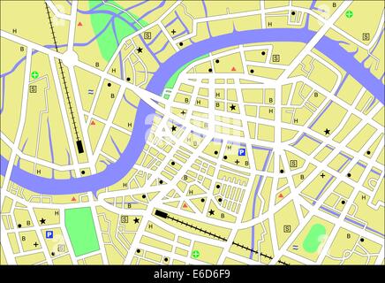 Vektor-Streetmap einer generischen Stadt ohne Namen Stock Vektor