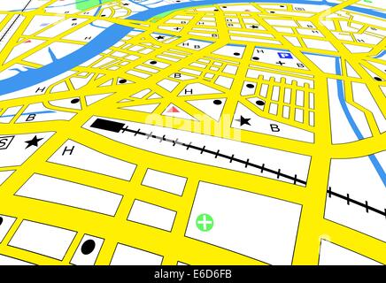 Bearbeitbares Vektor Streetmap einer generischen Stadt ohne Namen Stock Vektor