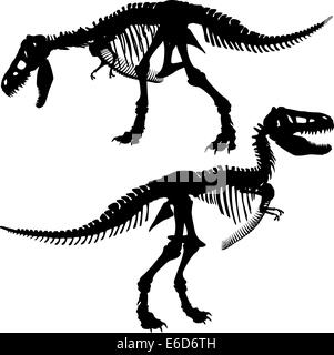 Editierbare Vector Silhouetten der das Skelett eines Dinosauriers Tyrannosaurus rex Stock Vektor