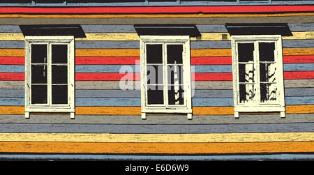 Bunte bearbeitbares Vektor-Illustration der drei Holzfenster Stock Vektor