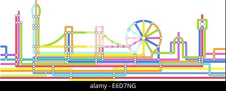 Abstrakte Muster die Skyline von London im Stil einer u-Bahn Karte Stock Vektor