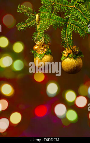 Weihnachtsbaum Dekoration Weihnachtsbaum beleuchtet Hintergrund Stockfoto
