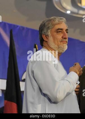 Kabul, Afghanistan. 21. August 2014. Afghanische Präsidentschaftskandidat Abdullah Abdullah besucht eine Versammlung in Kabul, Afghanistan, am 21. August 2014. Bildnachweis: Rahmin/Xinhua/Alamy Live-Nachrichten Stockfoto