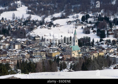 Cortina d'Ampezzo (Italien), Stadt panorama Stockfoto