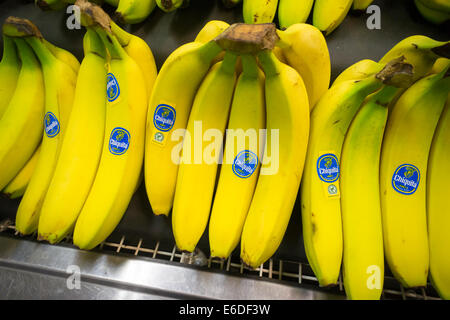 Marke-Chiquita-Bananen sind in einem Supermarkt in New York gesehen. Stockfoto