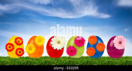 Reihe von verzierten Ostereier Stockfoto