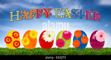 Reihe von verzierten Ostereier Stockfoto