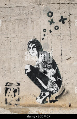 Schablone Streetart durch prominente Künstler Xoooox in Berlin Deutschland Stockfoto