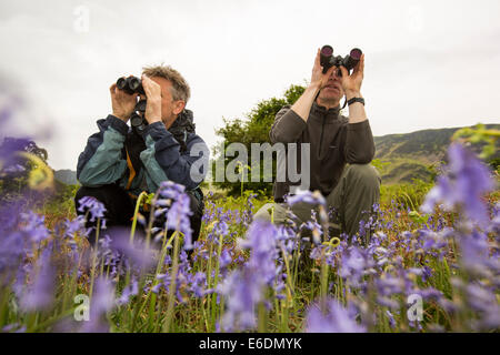 Ornithologen im Lake District, Großbritannien. Stockfoto