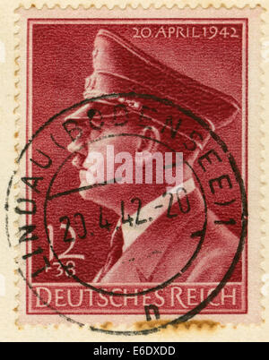 Adolf Hitler-Porträt auf Deutsche Briefmarke, 1942 Stockfoto