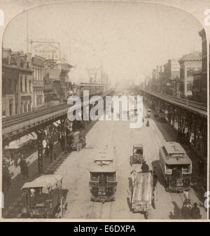 Straßenszene, Bowery, New York City, USA, "entlang bekannter Bowery, New York USA", ein Bild des Stereo-Karte, 1896 Stockfoto