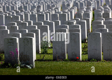 Etaples Commonwealth Soldatenfriedhof in der Nähe von Boulogne in Frankreich Stockfoto