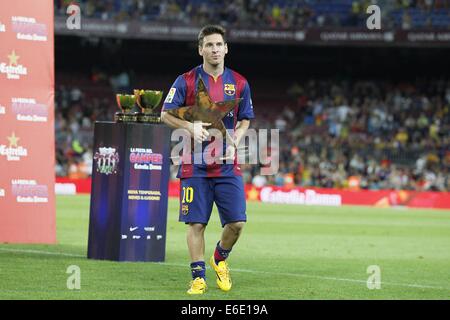 Barcelona, Spanien. 18. August 2014. Lionel Mssi (Barcelona) Fußball: Vorsaison Spiel "Joan Gamper Trophy" zwischen Barcelona und Leon FC im Camp Nou Stadion in Barcelona, Spanien. © Mutsu Kawamori/AFLO/Alamy Live-Nachrichten Stockfoto