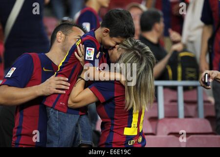 Barcelona, Spanien. 18. August 2014. Barcelona-fans Fußball: Vorsaison Spiel "Joan Gamper Trophy" zwischen Barcelona und Leon FC im Camp Nou Stadion in Barcelona, Spanien. © Mutsu Kawamori/AFLO/Alamy Live-Nachrichten Stockfoto