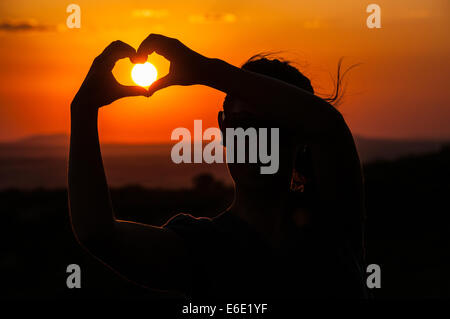 Sonnenuntergang Herz Stockfoto