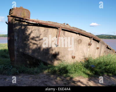 Purton Schiffe Friedhof, unerwünschte Schiffe strandeten an den Ufern des Flusses Severn, Erosion, zu verhindern, Berkeley, Gloucestershire Stockfoto