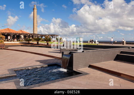 Promenade am Leuchtturm Faro de Maspalomas, Maspalomas, Gran Canaria, Kanarische Inseln, Spanien Stockfoto