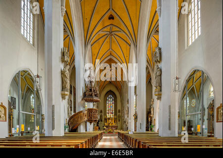 Kirchenschiff von der Pfarrei Kirche St. Jakob, Wasserburg am Inn, Upper Bavaria, Bavaria, Germany Stockfoto