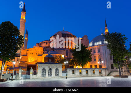 Nachtansicht der Hagia Sophia, Istanbul Türkei Stockfoto