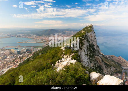 Die Bucht von Algeciras und La Linea, gesehen aus dem Felsen von Gibraltar Stockfoto