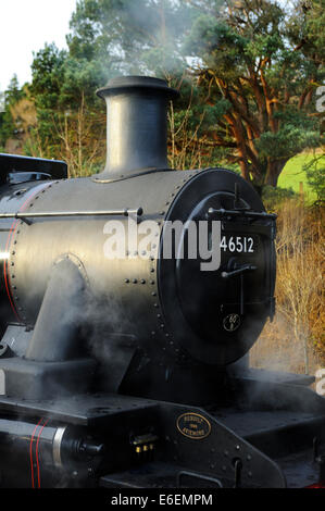 Dampf-Lok "E V Cooper Engineer" auf der Strathspey Steam Railway in Nethy Bridge, Schottland Stockfoto