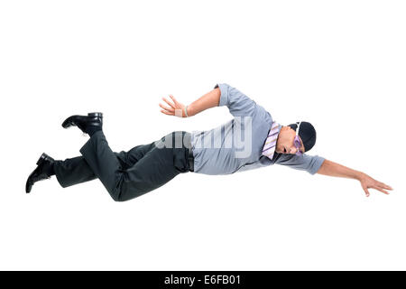 Geschäftsmann mit Schwimmen Ausrüstung isoliert in weiß Stockfoto