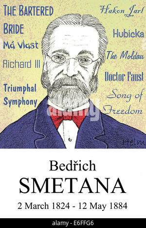 Bedrich Smetana, 1824-1884, tschechischer Komponist, Portrait, illustration Stockfoto