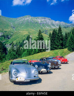 Porsche Oldtimer Rallye Morzine Savoy Französische Alpen Frankreich Europa Stockfoto