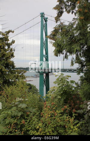 Vancouver Lions Gate Bridge Blick vom Stanley park Stockfoto