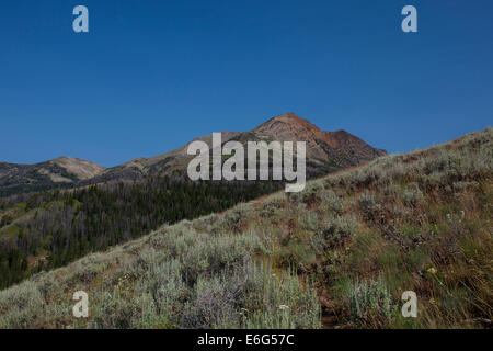 Die dramatische 3343m e Peak in der Gallatin Range, Montana, im Yellowstone National Park. Stockfoto