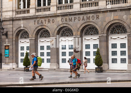 Campoamor Theater und Statue. Oviedo Stadt. Provinz Asturien. Spanien. Europa Stockfoto