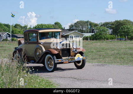 A-Ford Coupé (1931)-Oldtimer-Auto bei der schwedischen Könige Rallye auf der Insel Öland in Schweden Stockfoto