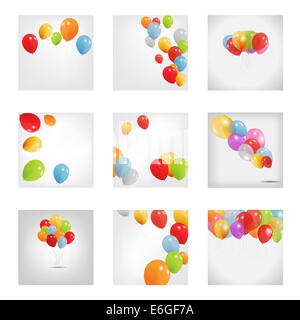 Reihe von bunten Luftballons, Vektor-Illustration. Stockfoto