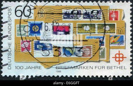 Briefmarke gedruckt in Deutschland gewidmet dem 100. Jahrestag der Briefmarke für Bethel Stockfoto