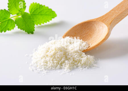 Ungesüßte Kokosraspeln Trockenfleisch Stockfoto