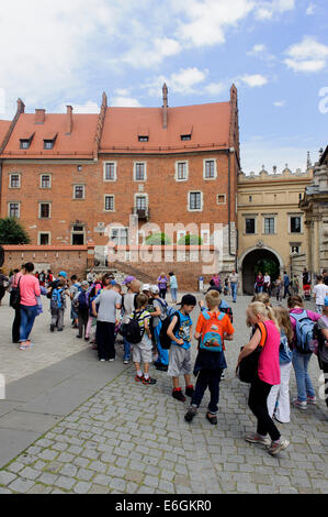 Besucher der Kathedrale auf dem Wawel in Krakau, Polen, Europa, UNESCO-Weltkulturerbe Stockfoto
