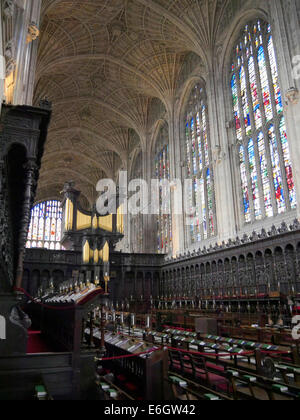 Kings College Kapelle innen Cambridge England, zeigt die Kapelle Orgel Stockfoto